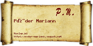 Póder Mariann névjegykártya